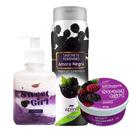 Kit com Hidratante Gel Sweet Girl Esfoliante Sweet Girl e Sabonete Íntimo de Amora Negra Kit com Hidratante Gel Sweet Girl Esfoliante Sweet Girl e Sabonete Íntimo de Amora Negra