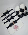 Kit com laços e sapatinho preto baby