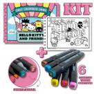 KIT com Livro de Colorir HELLO KITTY AND FRIENDS + 6 Canetas Touch Pontas Duplas Sortidas