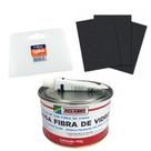 Kit Com Massa Poliester Com Fibra De Vidro 750g Maxi Rubber, 3 Lixas, Espatula Plastica