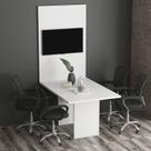 Kit com Mesa para Reunião 4 Lugares e Painel para Tv até 32 Polegadas