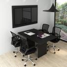 Kit com Mesa para Reunião 4 Lugares e Painel para Tv até 55 Polegadas