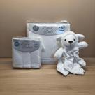 Kit com Naninha Ovelha + Toalha com Capuz + 3 Babitas Branco - Laço Bebê Kit com Naninha Ovelha + Toalha com Capuz + 3 Babitas Branco - Laço Bebê