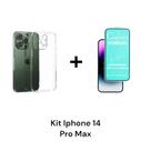 Kit Com Película De Cerâmica 9D + Capa Anti Impacto Transparente Para Iphone 14 PRO MAX