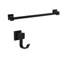 Kit com Porta Toalha de Banho 62cm e 01 Cabide Black Ducon Metais
