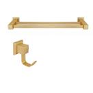 Kit com Porta Toalha de Banho Duplo 62cm e 01 Cabide Ouro Fosco Ducon Metais Kit com Porta Toalha de Banho Duplo 62cm e 01 Cabide Ouro Fosco Ducon Metais