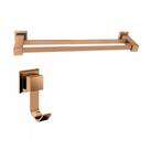Kit com Porta Toalha de Banho Duplo 62cm e 1 Cabide Ducon