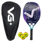 Kit Com Raquete De Beach Tennis Shine 12 K Carbon Com 3 Bolas E Bolsa De Vg Plus