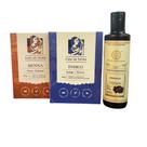 Kit com uma Henna Pura, Henna com Índigo e Shampoo Khadi de Shikakai