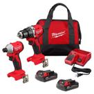 Kit combinado de furadeira/impacto sem escova compacta Milwaukee M18