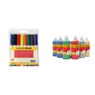 Kit combinado de marcadores laváveis com ponta de cinzel Casafoyer e tintas de têmpera