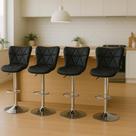 Kit Combo 4 Banquetas Altas Com Encosto Alto Estofado Para Cozinha Americana Bancada Ilha Formiga Preta Giratoria