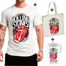 Kit Combo Camiseta Banda Rolling Stones + Sacola Ecobag + Caneca