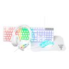 Kit Combo Gamer 4 em 1 Clanm Nightmare Snow Branco RGB LED Rainbow - Teclado ABNT2, Mouse 3600 DPI, Headset Estéreo e Mo
