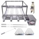 Kit COMBO Grill Inox Gira 4 Espetos Especial P/ Pré-moldadas 55cm - Brasa Grill