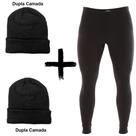 Kit Combo Inverno Ceroula Preta Mash Algodão + 2 Toucas