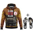Kit Combo Moletom Caminhão Cara Preta Rota + Chinelo 262