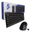 Kit Combo Wireless 2.4Ghz Office Teclado Multimídia + Mouse Sem Fio Preto 5+