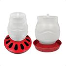 Kit Comedouro 3,5L Aves 12 furos e Bebedouro Rosca 7,5L