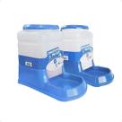 Kit Comedouro E Bebedouro Automático 3L Azul Cães e Gatos