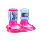 Kit Comedouro E Bebedouro Automático Truqys Pet Bandeja Rosa