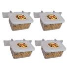 Kit Comedouro Plástico Cristal Lateral c/ Tampa 1 furo 35ml - Pássaros e aves em geral