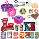 Kit Comidinhas Infantil 29 Peças Educativas com Mini Cozinha Meracadinho e Utensílios