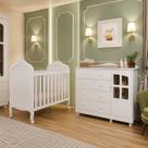 Kit Cômoda E Berço Peroba Elô Branco Quarto Infantil Kit Cômoda E Berço Peroba Elô Branco Quarto Infantil