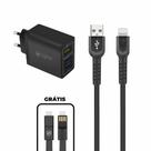 Kit compatível com Carregador Triplo Turbo Cabo Dual Shock Lightning Cabo Slim 3 em 1 Gshield