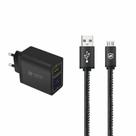 Kit compatível com Carregador Turbo Triplo e Cabo Turbo Militar Micro USB V8 Gshield
