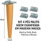 Kit Completo 4 Pés Palito 60 cm em Madeira Maciça Chapinhas Metálicas 16 Parafusos para Fixação