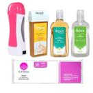 Kit Completo Aparelho Depilação Rollon Cera Mel Óleo Loção Folha