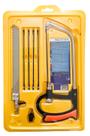 Kit Completo Arco Serra Mini Serrote Multifuncional Ajustável 7 Peças Serra Tico Tico P/ Reparos Artesanato Manutenção