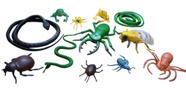 Kit completo Brinquedo Infantil 12 Animais Insetos Cobra Abelha Sapo Aranha Besouro