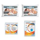 Kit Completo Cama Queen 2 Travesseiros Confort 5 e Capas