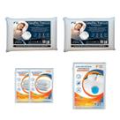 Kit Completo Cama Queen 2 Travesseiros Nasa e Protetores