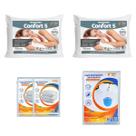 Kit Completo Cama Solteirão 2 Travesseiros Confort 5 e Capas Kit Completo Cama Solteirão 2 Travesseiros Confort 5 e Capas
