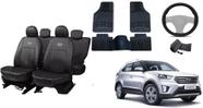 Kit Completo Capa de Couro Creta 14-21 + Capa de Volante + Tapete de Alta Qualidade