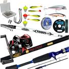 Kit Completo Carretilha AntiCabeleira Varas de Pesca e Acessórios