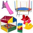 Kit Completo Com Cama Elástica 2,30m Piscina de Bolinhas 1,00m 500 Bolinhas Escorregador Médio 3 Gangorras de 1 Lugar Kit Completo Com Cama Elástica 2,30m Piscina de Bolinhas 1,00m 500 Bolinhas Escorregador Médio 3 Gangorras de 1 Lugar
