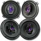 Kit Completo de 4 Alto-Falantes Triaxiais Preto 5 e 6 Pol 300W 4 Ohms para Portas de Carro