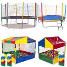 Kit Completo de Brinquedos Cama Elástica 3,05m Cama Elástica 2,30m Piscina de Bolinha 1,50m 1000 Bolinhas Piscina de Bolinha 1,00m 500 Bolinhas