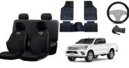 Kit Completo de Capa de Couro + Tapetes + Capa de Volante para Hilux 13-16