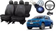 Kit Completo de Capas de Couro para Amarok 2013 - Couro Impermeável + Chaveiro + Capa de Volante
