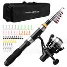 Kit completo de carretel de vara de pesca mouhike telescópico de 1,7 m para crianças Kit completo de carretel de vara de pesca mouhike telescópico de 1,7 m para crianças