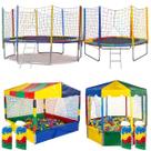 Kit Completo de Diversão Cama Elástica 3,05m Cama Elástica 2,44m Piscina de Bolinhas 1,50m Quadrada Piscina de Bolinhas 2,00m Oitavada