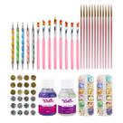 Kit Completo Decoração Unha Pincel Glitter Base Extra Brilho Manicure Nail Art Nail Designer Unhas Decoradas