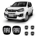 Kit Completo Emblemas Fiat Black Piano Uno Novo Resinado