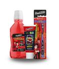 Kit Completo Enaldinho Higiene Escova Gel dental e Enxaguante bucal Vermelho