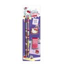 Kit completo Escolar Hello Kitty com Lápis de Cor 12 Cores (Apontador, Lápis HB, Borracha, Tesoura, Cola)